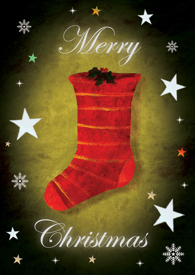Merry Christmas Stocking Pack of 5 Greeting Cards by Max Hernn